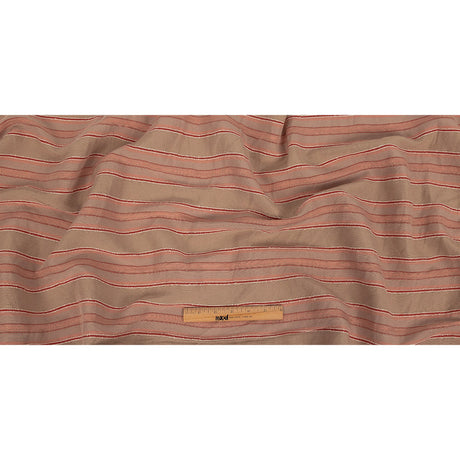 Crockery, Red and Coral Linen Woven with Raised Jacquard Stripes