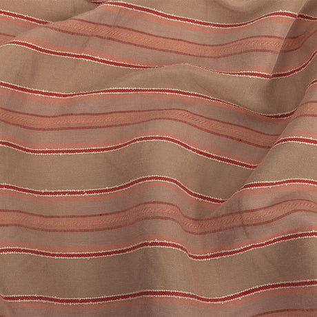 Crockery, Red and Coral Linen Woven with Raised Jacquard Stripes
