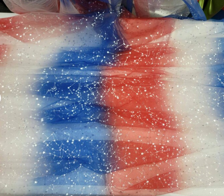 Stretch Tulle American Flag Silver Stars