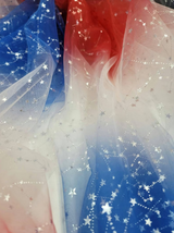 Stretch Tulle American Flag Silver Stars