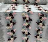 3D Floral Beaded Lace Pink Burgundy