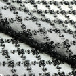 Blossom Beaded With Sequin Stretch Mesh Fabric - Black, White, Black/Multicolor, Diamond Pattern, 52/53" Width (1 Yard)