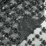 Beaded Sequin Stretch Mesh Fabric Blossom