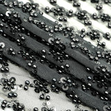 Blossom Beaded With Sequin Stretch Mesh Fabric - Black, White, Black/Multicolor, Diamond Pattern, 52/53" Width (1 Yard)