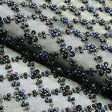 Beaded Sequin Stretch Mesh Fabric Blossom