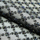 Blossom Beaded With Sequin Stretch Mesh Fabric - Diamond Pattern, 52/53" Width (1 Yard)