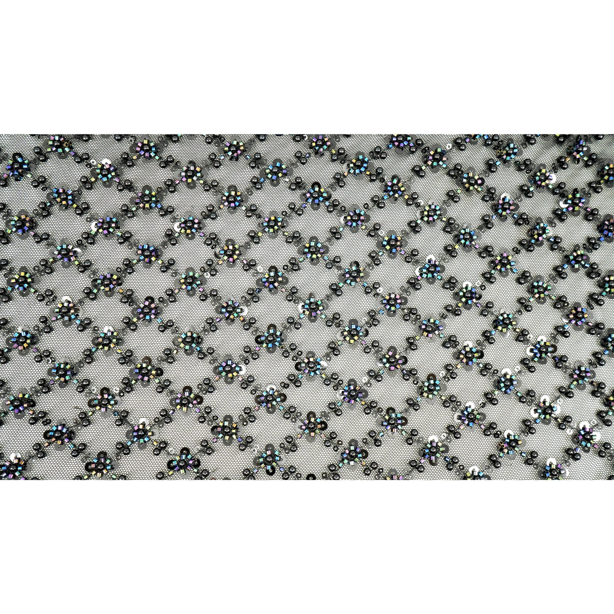 Beaded Sequin Stretch Mesh Fabric Blossom