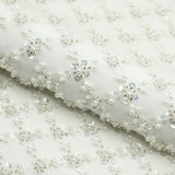 Blossom Beaded With Sequin Stretch Mesh Fabric - Black, White, Black/Multicolor, Diamond Pattern, 52/53" Width (1 Yard)