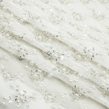 Beaded Sequin Stretch Mesh Fabric Blossom