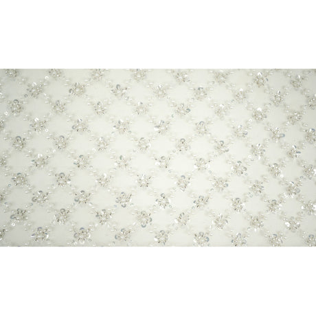 Blossom Beaded With Sequin Stretch Mesh Fabric - Diamond Pattern, 52/53" Width (1 Yard)