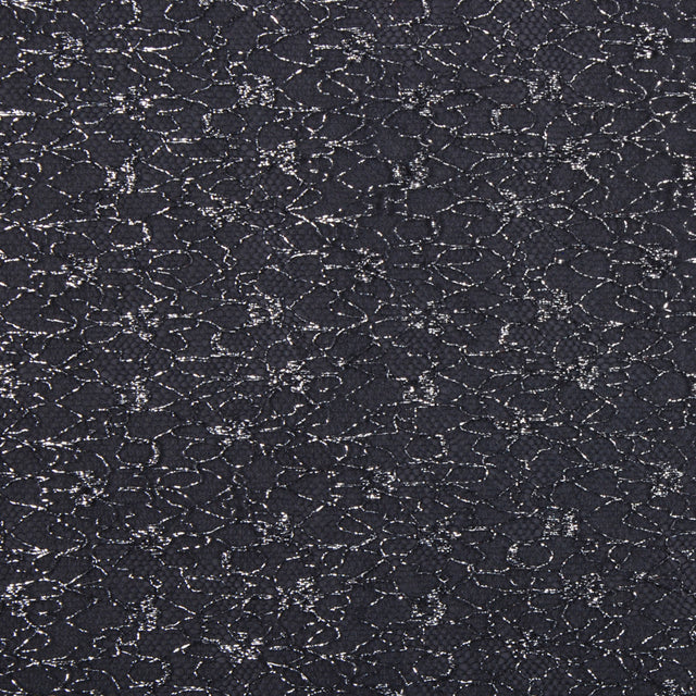 British Metallic Silver and Black Floral Tulle