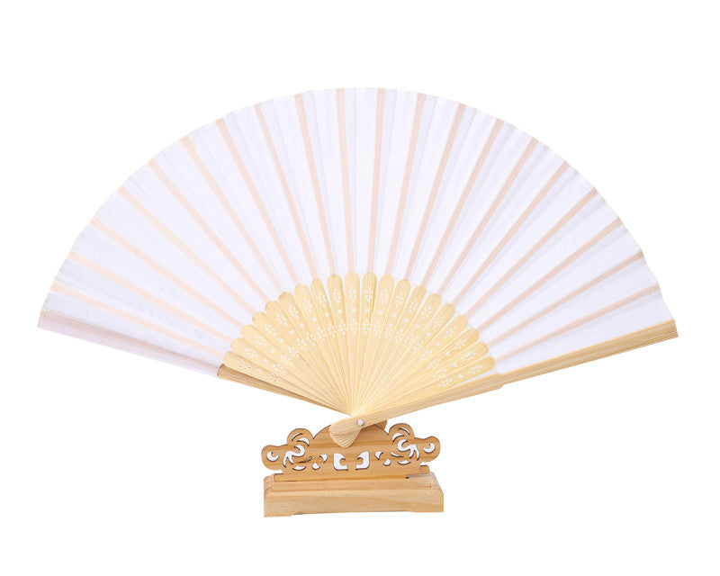 8.25x14 Inch White Folding Wooden Sandalwood Fan Favor Pack of 10