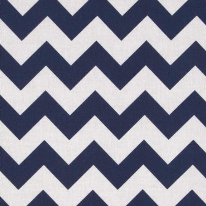 1″ One Inch Navy and White Chevron Poly Cotton Fabric,