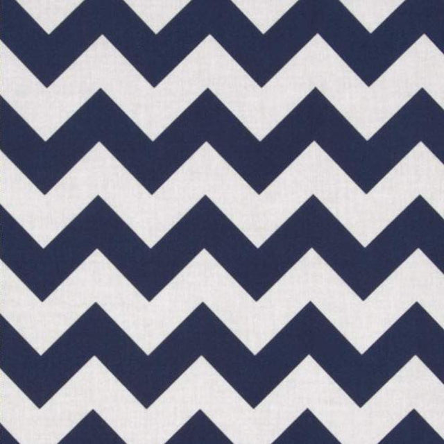 1″ One Inch Navy and White Chevron Poly Cotton Fabric,