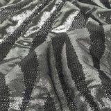 Italian Black and Metallic Silver Zebra Stripes Polyester Brocade