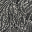 Italian Black and Metallic Silver Zebra Stripes Polyester Brocade