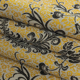 White, Black, and Goldenrod Floral Polyester Jacquard