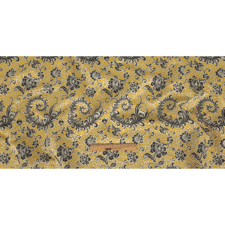 White, Black, and Goldenrod Floral Polyester Jacquard