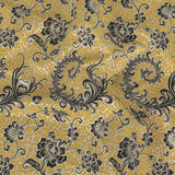 White, Black, and Goldenrod Floral Polyester Jacquard