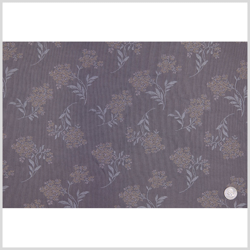 Chinois Ivory and Taupe Floral Poly Brocade