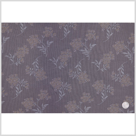 Chinois Ivory and Taupe Floral Poly Brocade