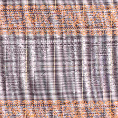 Brown and Orange Checked and Plaid Poly Taffeta