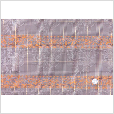 Brown and Orange Checked and Plaid Poly Taffeta