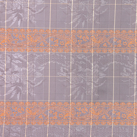 Brown and Orange Checked and Plaid Poly Taffeta