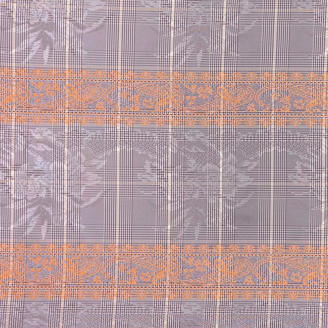 Brown and Orange Checked and Plaid Poly Taffeta