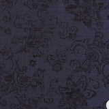 Italian Dark Navy Floral Rayon and Polyester Chenille