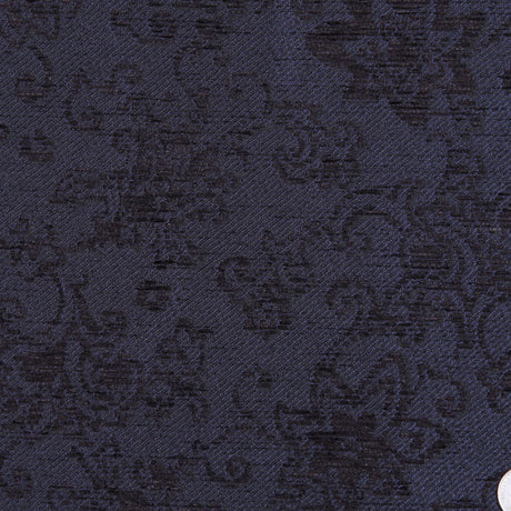 Italian Dark Navy Floral Rayon and Polyester Chenille