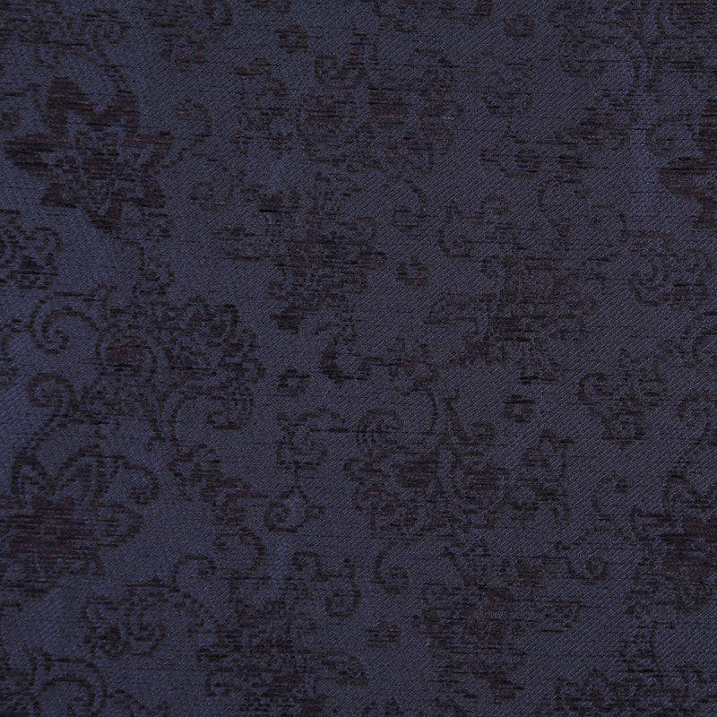 Italian Dark Navy Floral Rayon and Polyester Chenille