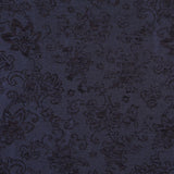 Italian Dark Navy Floral Rayon and Polyester Chenille
