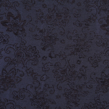 Italian Dark Navy Floral Rayon and Polyester Chenille