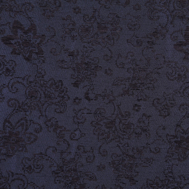 Italian Dark Navy Floral Rayon and Polyester Chenille