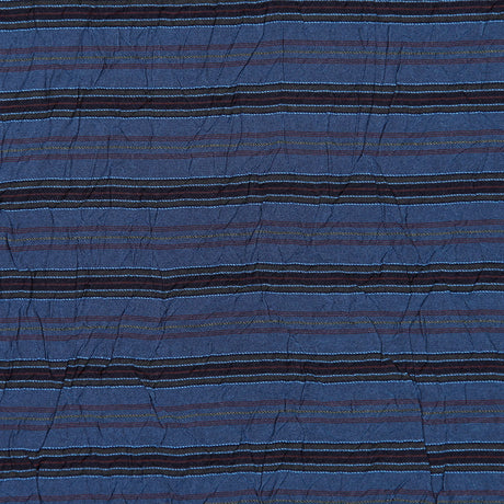 Italian Deep Blue-Green Crinkled Striped Woven