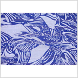 Blue and White Embroidered and Striped Voile