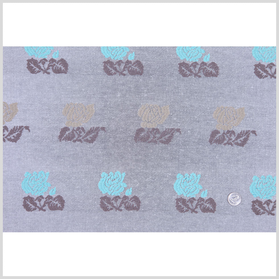 Italian Chinchilla, Sea Blue and Flint Gray Floral Jacquard