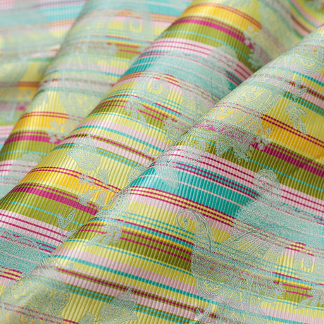 French Multi-Color Striped Paisley Polyester Woven