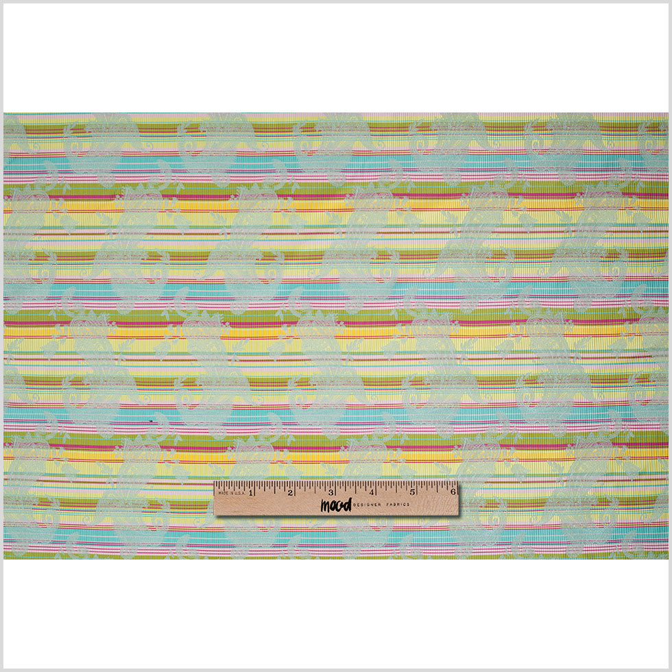 French Multi-Color Striped Paisley Polyester Woven