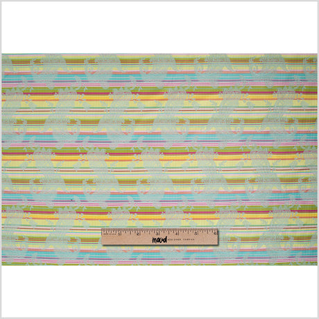 French Multi-Color Striped Paisley Polyester Woven