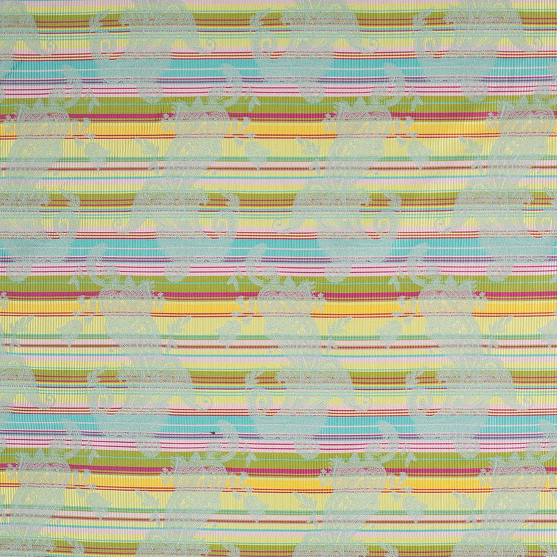 French Multi-Color Striped Paisley Polyester Woven