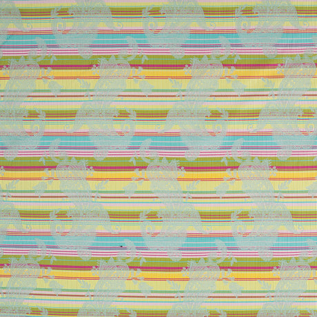 French Multi-Color Striped Paisley Polyester Woven