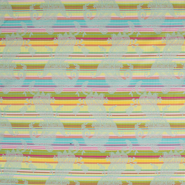 French Multi-Color Striped Paisley Polyester Woven