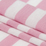 Pressed Rosebloom and Bright White Bengal Striped Polyester Jersey