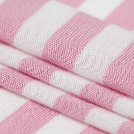 Pressed Rosebloom and Bright White Bengal Striped Polyester Jersey
