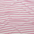 Pressed Rosebloom and Bright White Bengal Striped Polyester Jersey