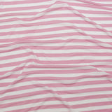 Pressed Rosebloom and Bright White Bengal Striped Polyester Jersey