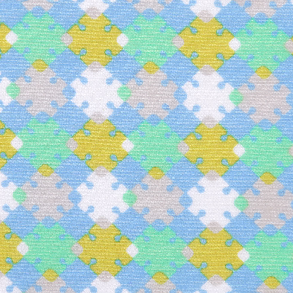 Horizon Blue, Vibrant Green and Golden Palm Geometric Polyester Jersey