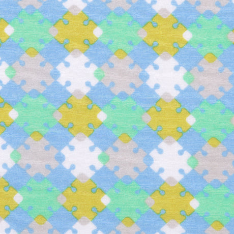 Horizon Blue, Vibrant Green and Golden Palm Geometric Polyester Jersey